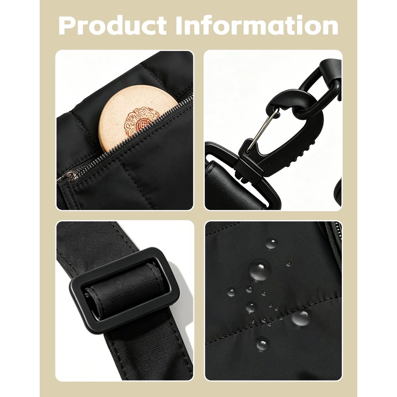 WOOMADA Puffy Crossbody Bag Bum Bag for Women, Fanny Pack