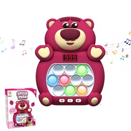 Light Up Pop-it Game Quick Push Bubble Game,Hot Pink Bear Electronic Poppet Game,Handheld Fast Speed Push Game,Puzzle Pop Games Fidget Toy,Pop Controller Popping Game for Kids Christmas Birthday Gifts