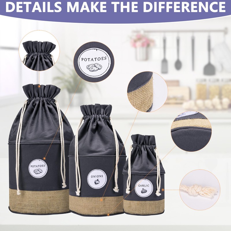MERAKI HOME Potato Onion Garlic Storage Containers - Farmhouse Kitchen