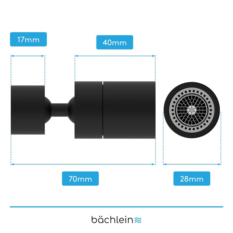 Bächlein Universal Tap Attachment in Matt Black with Two Jet