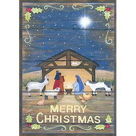 LPG Greetings The Nativity with Holly Border : Annie LaPoint Religious Christmas Card