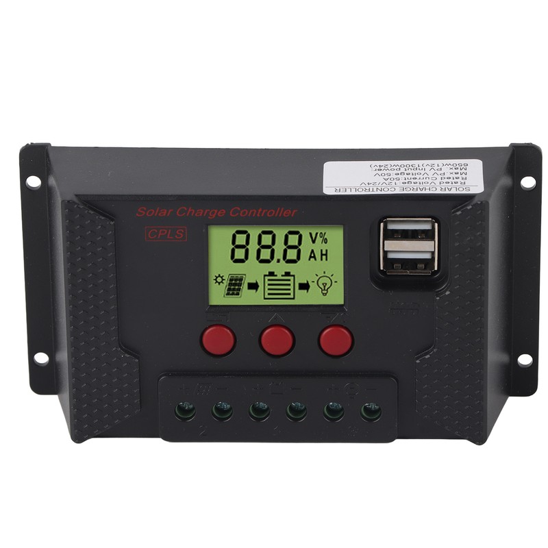 12V/24V Solar Charge Controller 50A PWM Intelligent Battery Charging Regulator