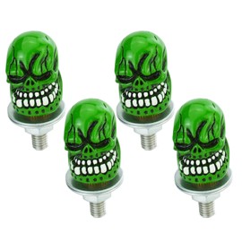 Temzzer Skull License Plate Bolts Motorcycle Anti-Theft Skull Car Plate Screws 4 Pcs License Frame Screws Bolts for Most Vehicle Motorbike (Green)