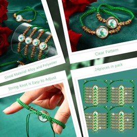 Youyole 50 Pieces San Judas Tadeo Bracelet Saint Jude Rosary Adjustable Handmade Green Knot Rosary St Jude Bracelet for Women Men