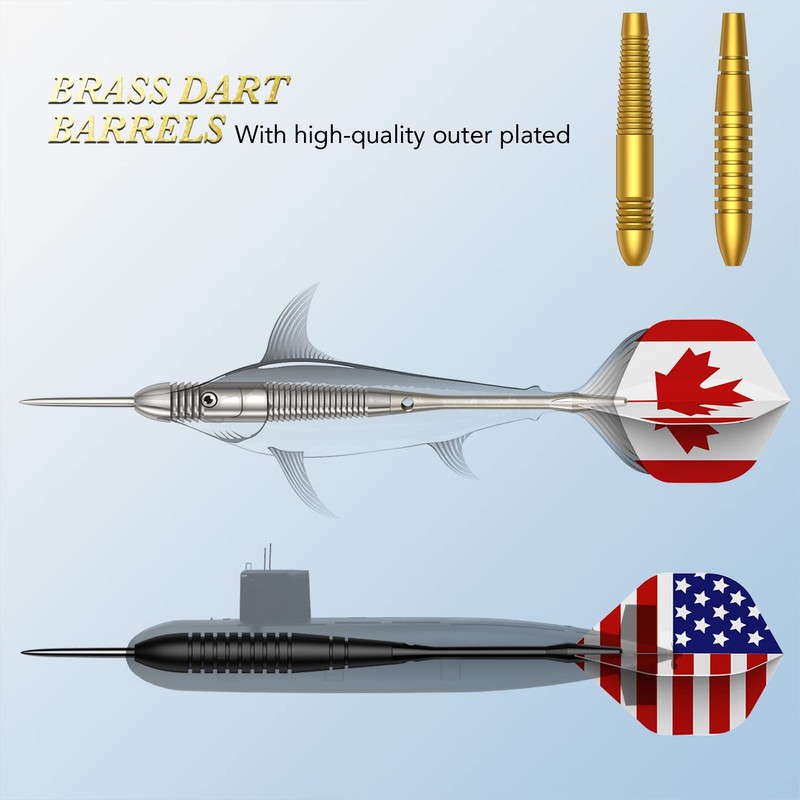 Professional Steel Tip Darts Set - Dart Board Darts Brass