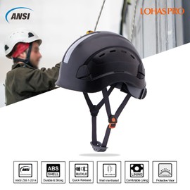 LOHASPRO Hard Hats Construction Worker OSHA Hardhat ANSI Z89.1 Approved for Men Women Adult Vented Safety Helmet Arborist Rescue Climbing Tree Work Casco De Construccion (L2 Black)