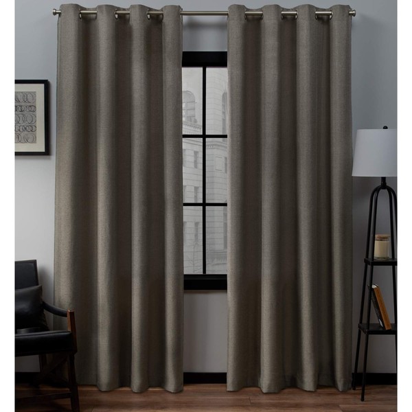 Exclusive Home Loha Linen Grommet Top Curtain Panel Pair, 54"x108", Cafe