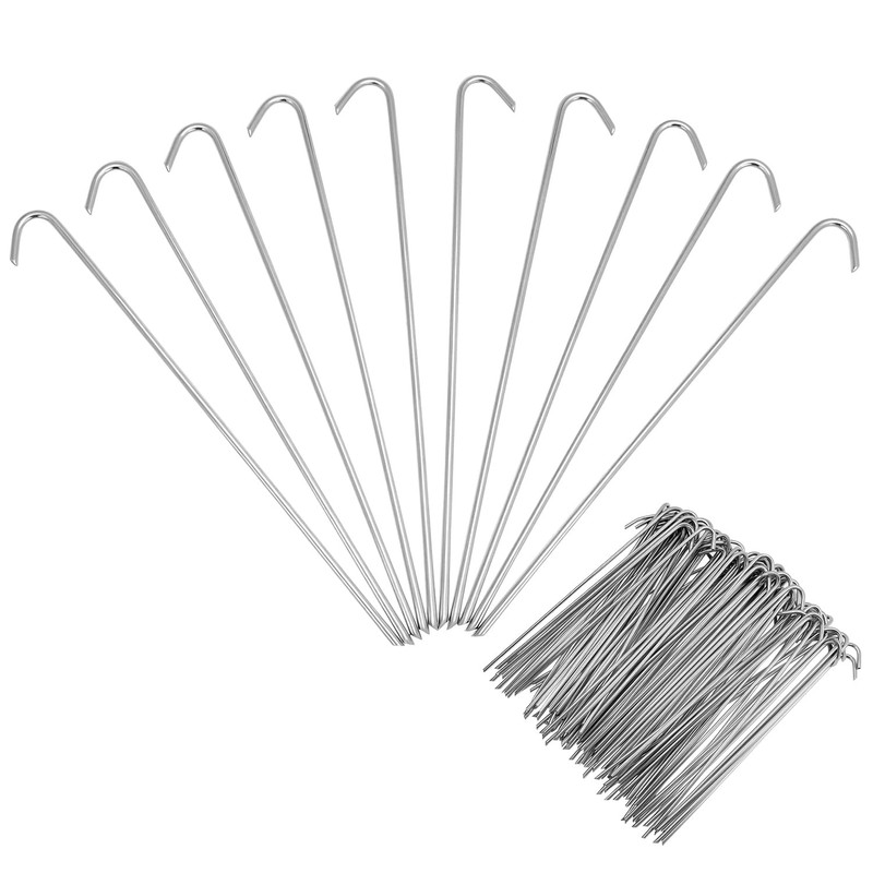 QWORK Metal Tent Stakes, 120 Pack 9-Inch Heavy Duty Camping
