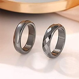 Genuine Hematite Rings for Women Men Black Hematite Stone Ring Anxiety Balance Magnet Stone Aabsorbs Negative Energy Ring Healing Rings Size 6-10 - Size 10
