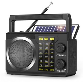 PRUNUS J-135S Radio Portatile AM/FM/SW, Mini Radio Solare Bluetooth 6.0