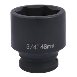 Uxney 48 mm Hexagonal Socket Spanner 3/4 Inch 6-Point Standard Impact Wrench Nut Made of Chrome Molybdenum Alloy Steel, Metric