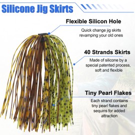 Silicone Jig Skirt Spinnerbait Skirts Replacement, 24 Bundles DIY Fishing Jig Lures 40 Strands Rubber Skirts for Spinnerbaits Buzzbaits Spoon Blade Squid Jig Replacement Skirt Fly Tying Material