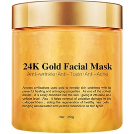 24K Gold Facial Mask, Gold Peel Off Mask, Rejuvenating Collagen Face Mask For Flawless Skin, Reduces Fine Lines & Wrinkles, Clears Acne, Minimizes Pores, Moisturizes & Firms Up Your Skin, 250g