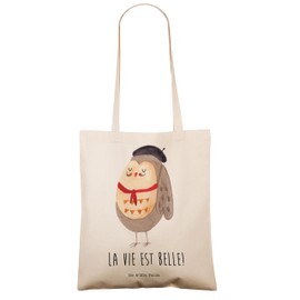 Mr & Mrs Panda Bag Owl French – 100% Handmade in North Germany – Owl Owls Owl Decoration, Owl, La Vie Est Belle, Life is Beautiful Quote Lovely Motto French France Slogan Bag – Jute Bag Jute Bag, Shopping Bag, Carry Case, Bag – Owl Print Owl Owls Owl Dec
