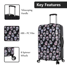 Betsey Johnson 26 Inch Checked Luggage Collection - Expandable Scratch Resistant (ABS + PC) Hardside Suitcase - Designer Lightweight Bag with 8-Rolling Spinner Wheels (Skull Party)
