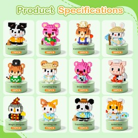 Yerloa 12 Pack Micro Mini Building Block Sets, Party Favors Building Set for Kids 6-12, Cute Animal Building Blocks, Birthday Gifts for Adult Teens,Students Classroom Exchange