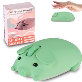 LIKE SHOW Wireless Mouse Bluetooth 5.1 + 2.4 GHz USB Cute Cartoon Quiet Wireless Mouse for Children Girls Left and Right Handed Compatible with PC, Computer, Mac, Laptop (Gift Green)
