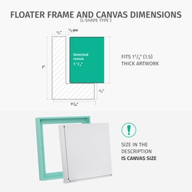 PIXY CANVAS Value Pack of 8x8 Stretched Canvas 1-1/2 (1.5) inch deep and Floater Frame for Your Paintings/Artwork/Wall Art/Wall Decor (Natural Oak, 8 x 8 inch, Square)