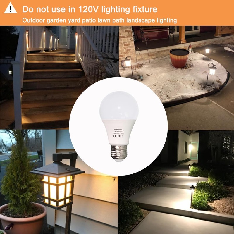 12V LED Light Bulb 7W 630Lm AC/DC10-30Volt Low Voltage E26