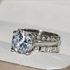 925 Sterling Silver Diamond Ring Electroplated True Gold Zircon Diamond
