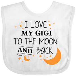 inktastic I Love My Gigi To the Moon and Back Baby Bib White 29637