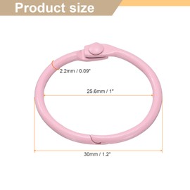 sourcing map 50pcs Binder Rings 1 Inch Loose Leaf Binder Ring Metal Book Rings Colorful Loose Leaf Rings for Index Cards Keychain Key Notebook Rings for Home Office, Pink
