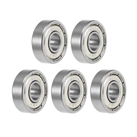 sourcing map 607ZZ Deep Groove Ball Bearings 7 mm x 19 mm x 6 mm Double Shielded Chrome Steel Z2 Pack of 5