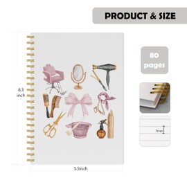 Evcprz Coquette Hairdresser Spiral Notebook, Hairdresser Gifts for Women Journal, Best Hairstylist Gifts Journals, Hair Dresser Stylist Beautician Preppy Pink Notebooks 5.5x8.3 Inch