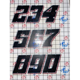 Unbranded Matte Black-w/ White Outline Red  Shadow #2-9, 0  Racing Numbers  Rc Box L4