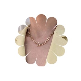 Allereya Boho Büroklammer-Kettenglied-Halskette Chunky Paperclip-Ketten-Choker-Halskette Circle T Bar Choker-Halskette Gold Minimalistische Toggle-Halskette Kettenschmuck für Frauen und Mädchen