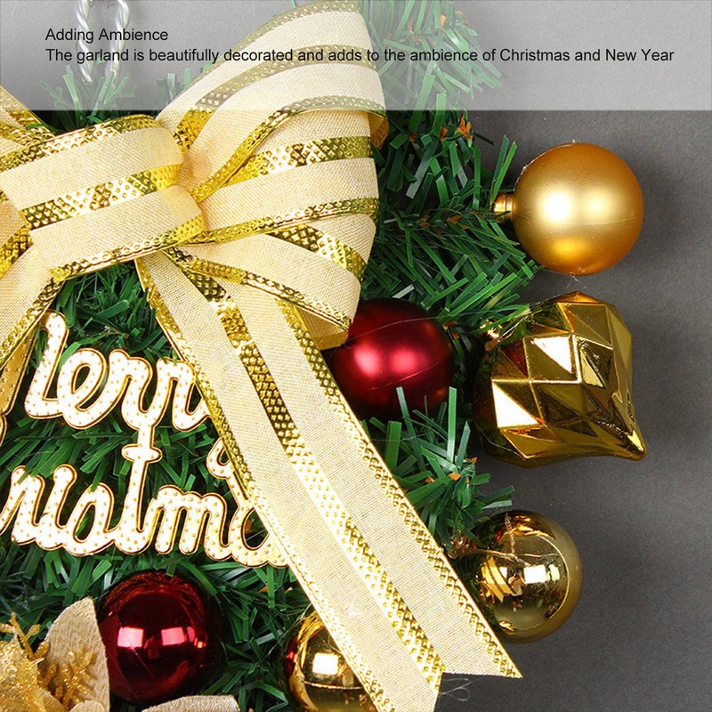 Christmas Inverted Tree Wreath Door Hanging Electroplated Ball Rattan Garland