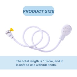 Wjelet 1 Pcs Sink Single Shower Attachment for Bath Taps, Single Tap Shower Attachment, for Bathroom, Kitchen Sink, Dog Shower, Hair Washing 132CM White Hose