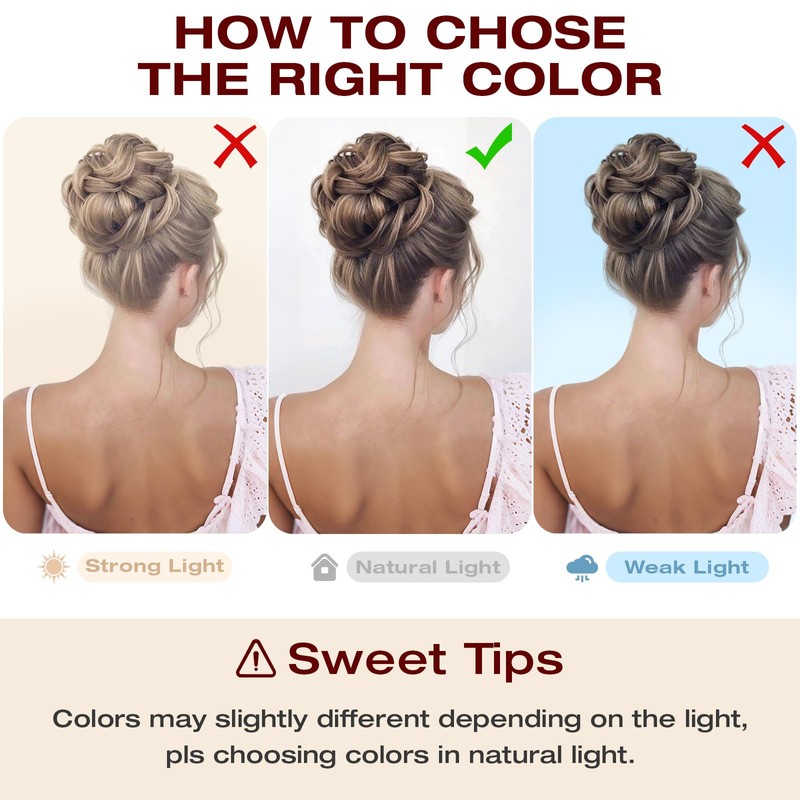 Qunlinta 2 PCS Large Messy Bun Hair Piece, Thick Wavy