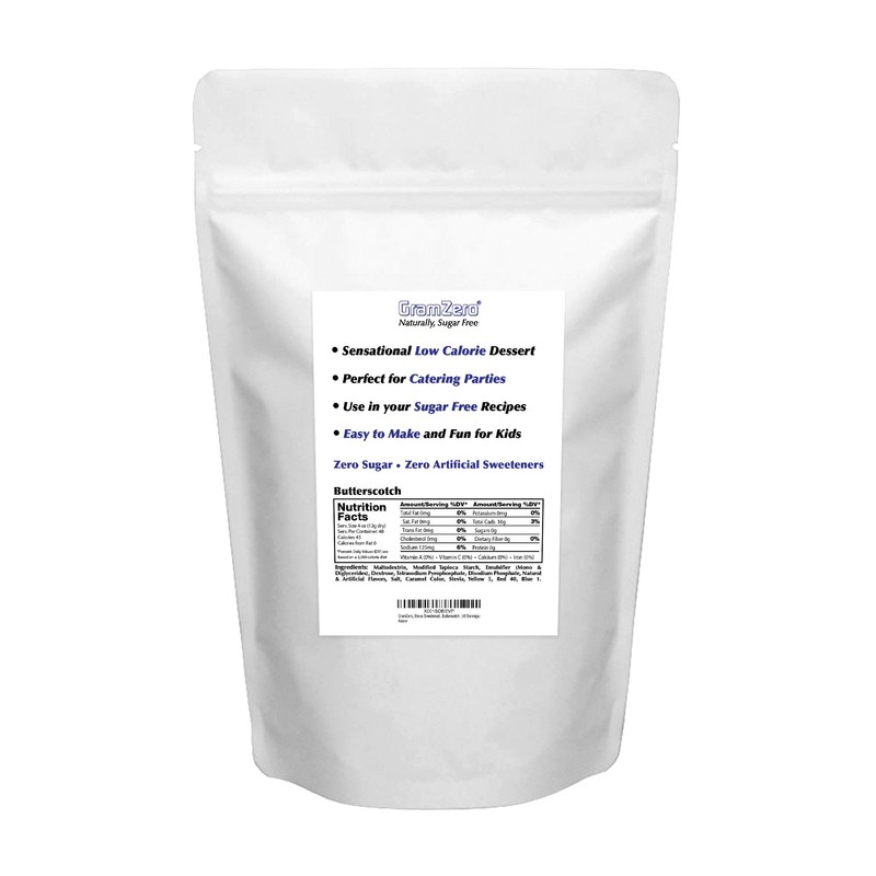 GramZero Butterscotch Sugar Free Pudding Mix 6-Pack, Great For Nutrition