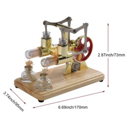 ZJchao Stirling engine motor kits,steam engine model building kits,Steam Engine Kit Cylinder Balance with Oak Baseplate and Drip Craftsmanship for Educational Displays and Children Entertainment(Gold)