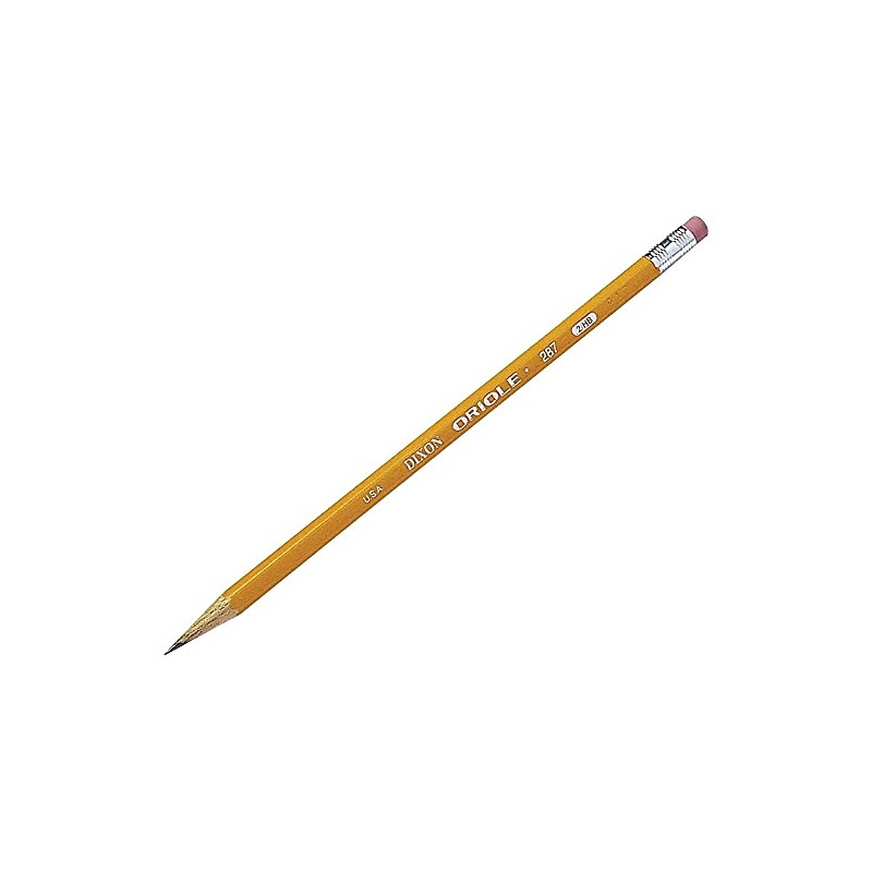 Dixon Oriole Woodcase Pencil, #2.5/F Medium Fine, Yellow Barrel, 12-Pack
