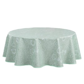 Oilcloth Tablecloth Washable Round 140 cm Sage Green