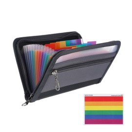 Expanding File Document Folder with Zip 13 Compartments Folder Organiser Document Bag A5 Folder with Compartments Money Organiser Household Book with Money Compartments for Checks Bills Coupon (20.5 x