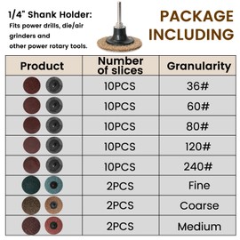 HOMEIDOL 60Pcs 2 inch and 3 inch Roll Lock Quick Change Discs Set, Sanding Discs with 1/4" Holder, for Die Grinder Surface Prep Strip Grind Polish Finish Burr Rust Paint Removal