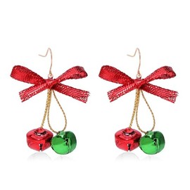 Bow Jingle Bell Dangle Earrings for Women Red Post Ribbon Knot Dangling Hook Earrings Creative Christmas Drop Earrings for Festival Xmas Party Jewelry