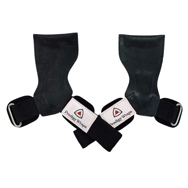 Core Prodigy Wrist Wraps/Straps - Weight Lifting Grips/Padded and Adjustable Gloves Alternative to Power Hooks (Standard)