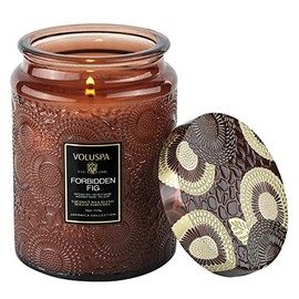 Voluspa Forbidden Fig Candle | Large Glass Jar | 18 Oz | 100 Hour Burn Time | All Natural Wicks and Coconut Wax for Clean Burning | Vegan