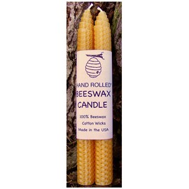 100% Beeswax Candles - One Pair of 8" Tapers - Natural Wax - Raw Beeswax