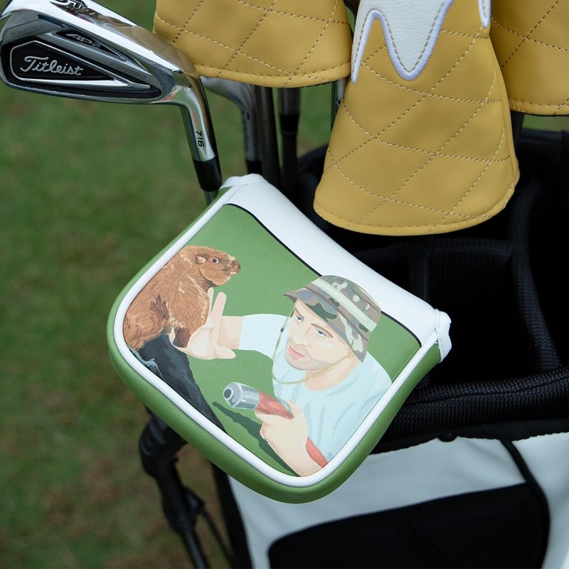 Golf Square Heel Shaft Mallet Putter Cover Headcover, Funny Design