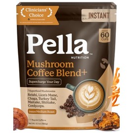 Pella Nutrition Café Instantáneo De Hongos Orgánicos (60 Porciones) Con 7 Hongos Superalimentos, Gran Sabor, Incluye Melena De León, Reishi, Chaga,...