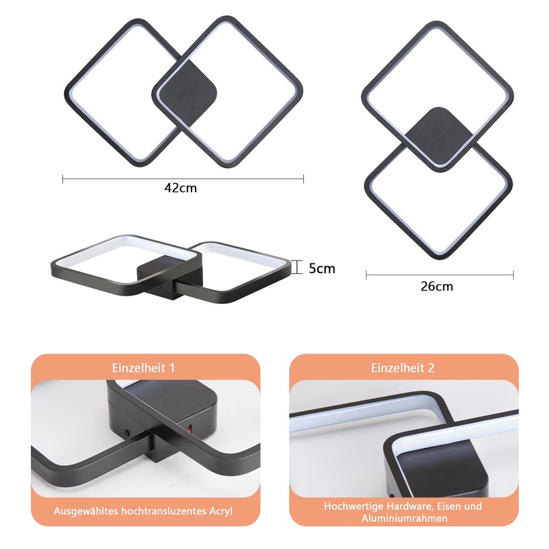 Sky angle LED Ceiling Light Flush-Mounted Chandelier Ceiling Light Black