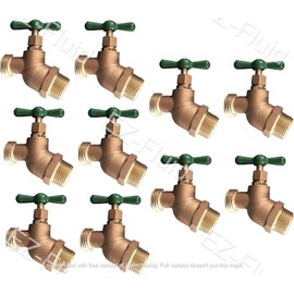 EZ-FLUID PLUMBING 3/4" FIP X 3/4" MHT Male Hose Threaded Hose Connector Hose Bib,Heavy Duty Brass No-Kink Hose Bibb Water Faucet,Outdoor Garden Hoses Spigot Shut Off Valve Hose Facuet Bibs (10 Packs)