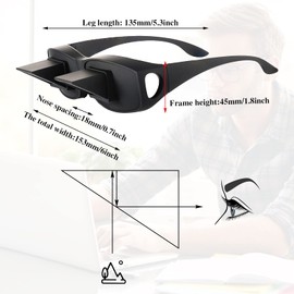 2 Pieces Lazy Spectacles Horizontal Glasses Bed Prism Glasses High Definition Glasses for Reading in Bed for Man Woman (Black,Large)