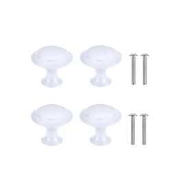 Yesmin 4 Piece Cabinet Door Knobs,Cupboard Drawer Door Knob for Kitchen Furniture Cabinet Knob with Screws-White(Medium)