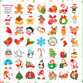 HOWAF Christmas Tattoos for Kids, 96pcs Christmas Temporary Tattoos for Kids Christmas Decorations Xmas Tattoos Stocking Fillers Kids Christmas Eve Box Fillers Christmas Party Supplies Favors